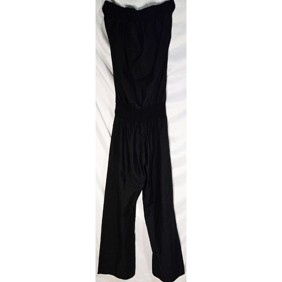 L Space Jumpsuit Black Strapless Wide Leg Coverup Button - Picture 4 of 5
